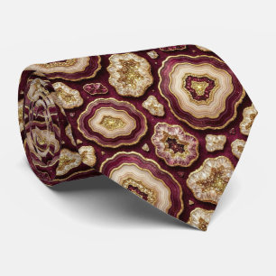 Bling & Sparkle Luxury Burgundy Geode Neck Tie