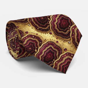 Bling & Sparkle Luxury Burgundy Geode Neck Tie
