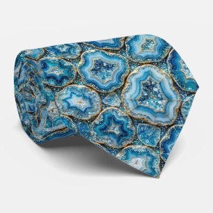 Bling & Sparkle Luxury Ocean Blue Geode Neck Tie