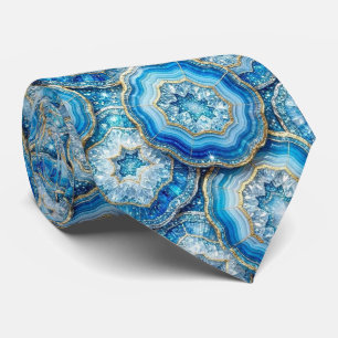Bling & Sparkle Luxury Ocean Blue Geode Neck Tie