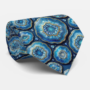 Bling & Sparkle Luxury Ocean Blue Geode Neck Tie