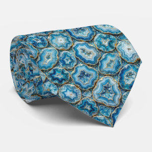 Bling & Sparkle Luxury Ocean Blue Geode Neck Tie