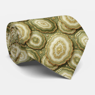 Bling & Sparkle Luxury Olive Gold Geode Neck Tie