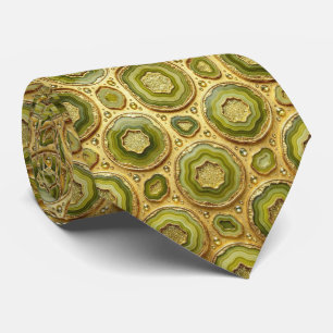 Bling & Sparkle Luxury Olive Gold Geode Neck Tie