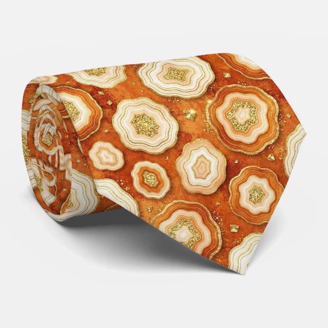 Bling & Sparkle | Rust + Gold Geode Neck Tie (Rolled)