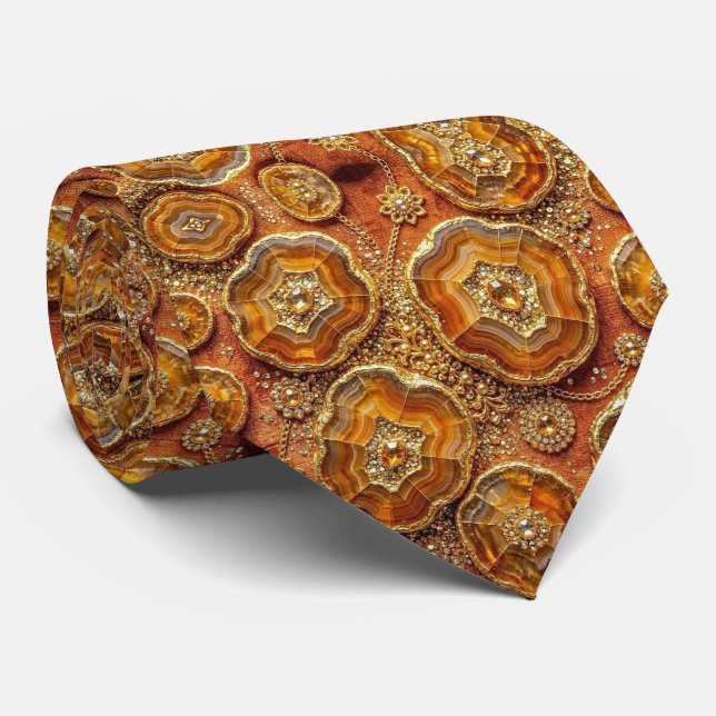 Bling & Sparkle | Rust + Gold Geode Neck Tie (Rolled)