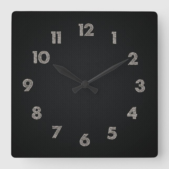 bling square wall clock (Front)