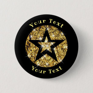 Bling Star Design 6 Cm Round Badge