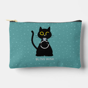 BLING WINK Funny Black Cat Proposal Pouch
