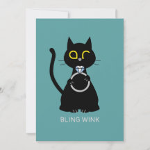 BLING WINK Funny Cat Proposal Greeting Card