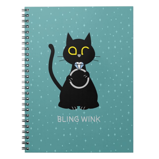 BLING WINK Funny Cat Proposal Notebook (Front)