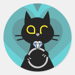 BLING WINK – Purrrfect Proposal Black Cat Sticker