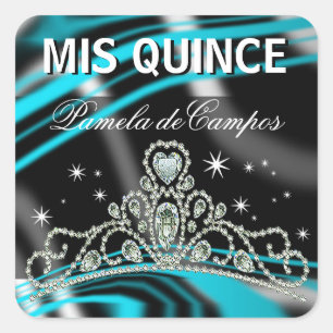 Blinged Out Quinceañera Sparkling Tiara Square Sticker