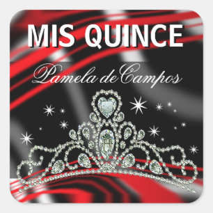 Blinged Out Quinceañera Sparkling Tiara Square Sticker