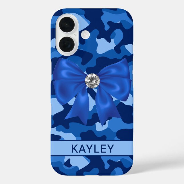 Blingy Blue Camouflage Personalised Case-Mate iPhone Case (Back)