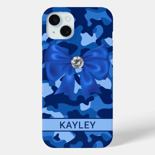 Blingy Blue Camouflage Personalised Case-Mate iPhone Case (Back)