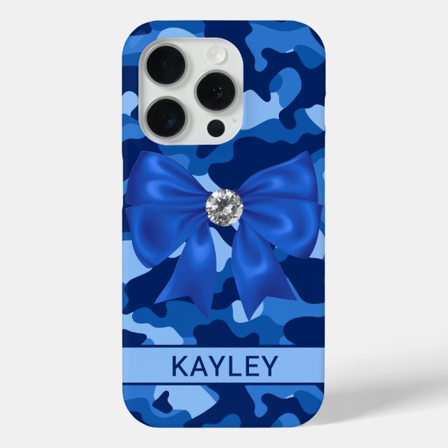 Blingy Blue Camouflage Personalised Case-Mate iPhone Case (Back)