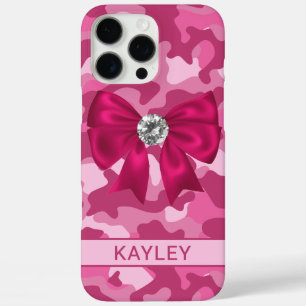 Blingy Pink Camouflage Personalised iPhone 16 Pro Max Case