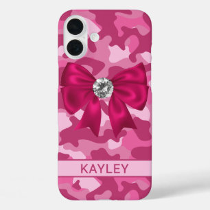 Blingy Pink Camouflage Personalized iPhone 16 Plus Case
