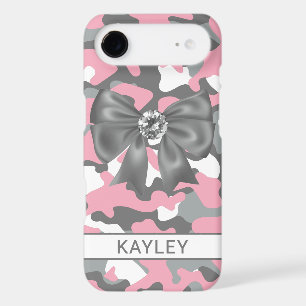 Blingy Pink Gray Camouflage Personalized