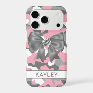 Blingy Pink Gray Camouflage Personalized