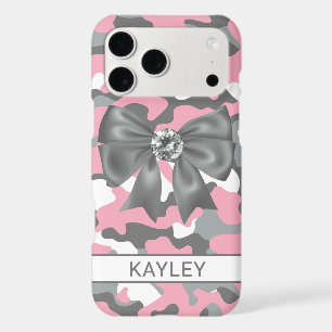 Blingy Pink Gray Camouflage Personalized