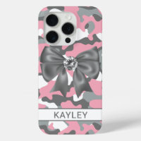 Blingy Pink Gray Camouflage Personalized