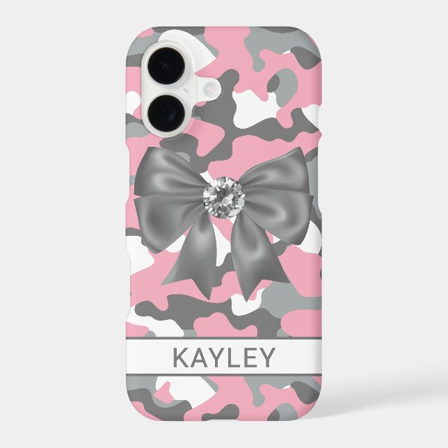 Blingy Pink Grey Camouflage Personalised (Back)
