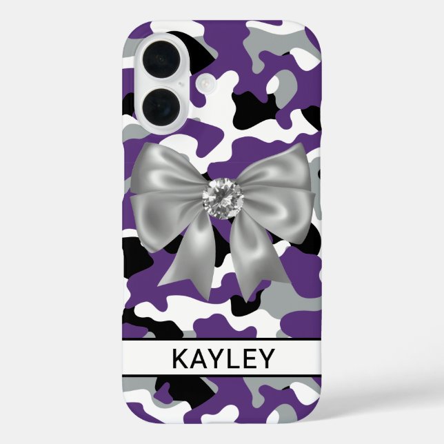 Blingy Purple Black Camouflage Personalised Case-Mate iPhone Case (Back)