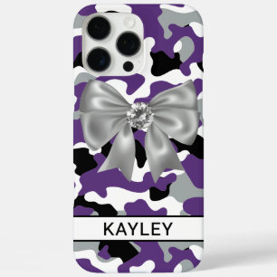 Blingy Purple Black Camouflage Personalized iPhone 16 Pro Max Case