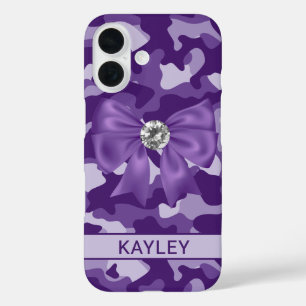 Blingy Purple Camouflage Personalized iPhone 16 Case