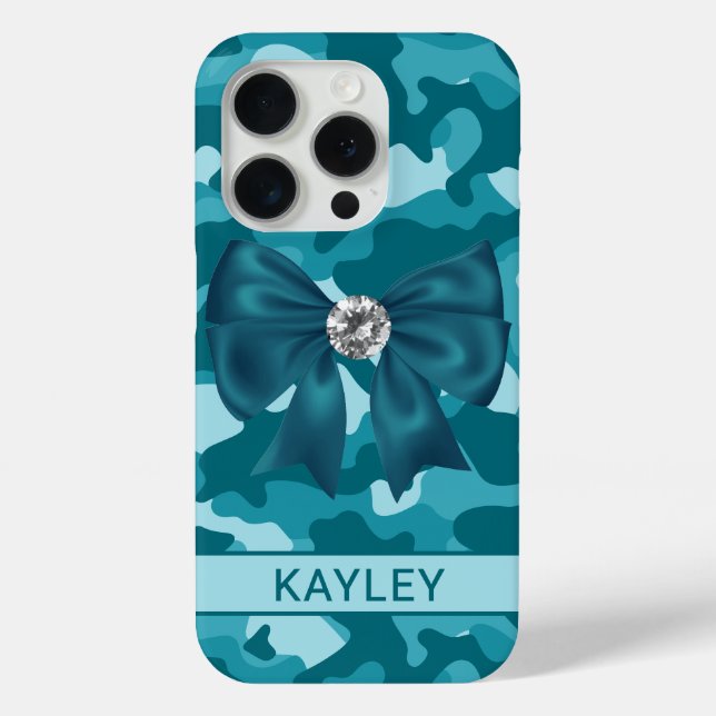 Blingy Teal Camouflage Personalised Case-Mate iPhone Case (Back)