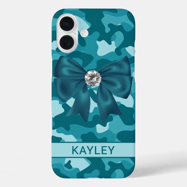 Blingy Teal Camouflage Personalized Case-Mate iPhone Case (Back)