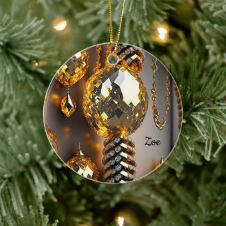 Blink! Beautiful chaos jewellery in gold Ceramic Tree Decoration