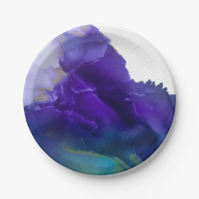 Blink of an Eye Party Plates | Teal | Purple, Gold (Front)