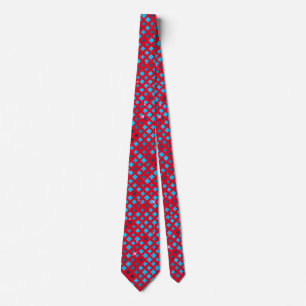 Blinking Pixels Pattern 01.LBlue. Red BG Tie