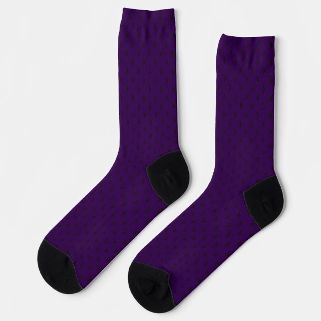 Blinky the Bat pattern Dark Purple Socks (Left)