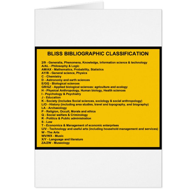 Bliss Bibliographic Classification System (Front)