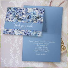 Bliss Blue Hydrangea Wedding Thank You Message
