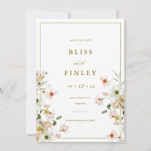 BLISS Floral Save The Date Minimal Wedding Card