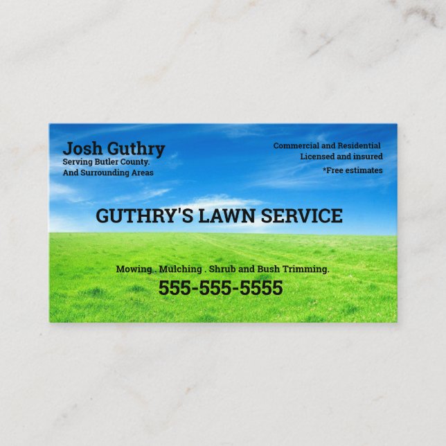 Bliss Lawncare  Business Card (Front)