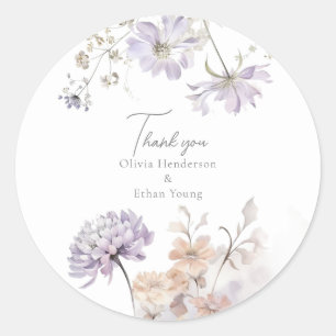 Bliss - Lilac and Lavender Wedding Classic Round Sticker