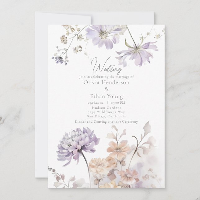 Bliss - Lilac and Lavender Wedding Invitation (Front)