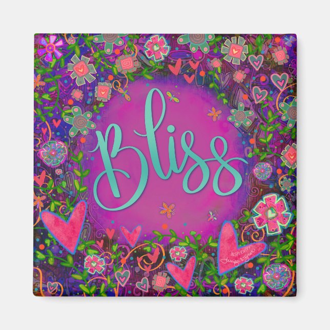 Bliss Pretty Fun Floral Modern Inspirivity Magnet (Front)