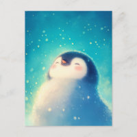 Blissful Baby Penguin in Blue Snow