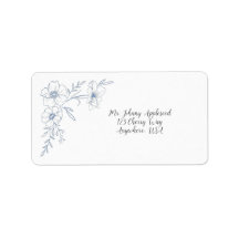 Blissful Blue Blooms Wedding Address Label