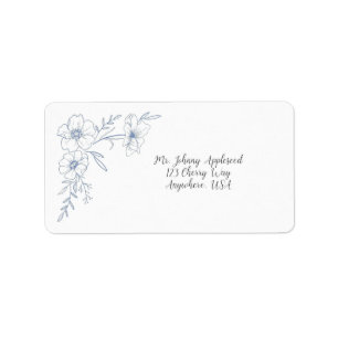 Blissful Blue Blooms Wedding Address Label