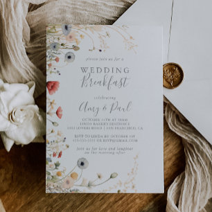 Blissful Boho Wildflower Wedding Breakfast Invitation