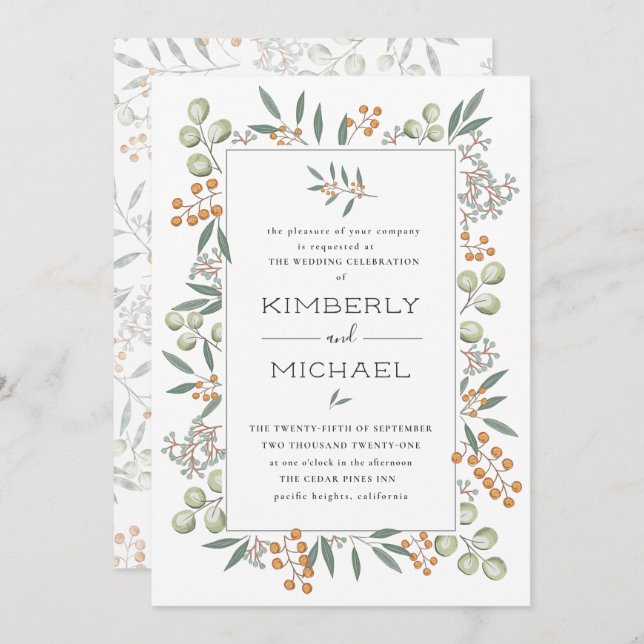 Blissful Bounty Botanical Wedding Suite Invitation (Front/Back)