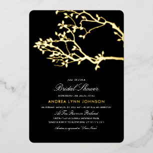 Blissful Branches Bridal Shower Gold  Foil Invitat